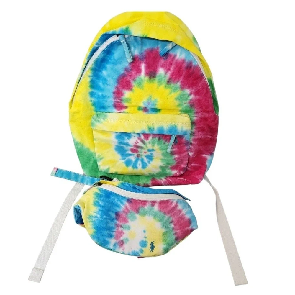 Polo Ralph Lauren Tie Dye Backpack Fanny Pack Set Travel School‎ Bag NEW